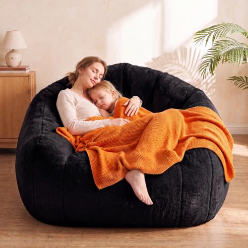 Image of HUGHEAVEN Max Giant Bean Bag Chair, Bean Bag Sofa for Adults & Teens | Oversized Soft Comfy Fluffy Floor Lounge Chair with Armrests, Large Bean Bag Couch for Gaming, Reading & Relaxing