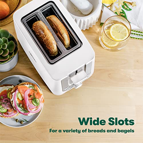 Bella 2 Slice Toaster With Auto Shut Off - Extra Wide Slots & Removable Crumb Tray And Cancel, Defrost & Reheat Function - Toast Bread, Bagel & Waffle, White #TOP4