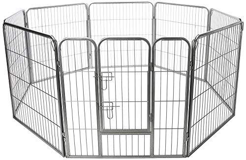Wire Pen Dog Fence Playpen - Pet Dogs & Cats Outdoor Exercise Pens - Tube Gate w/Door - (8 Panel / 30 Square Feet Play…