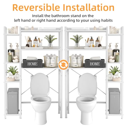 MUTUN Over Toilet Storage Unit, 3-Tier Bathroom Shelves, Industrial Bathroom Organizer Over The Toilet, Toilet Storage Rack, White - Cosy Home Interiors MUTUN Over Toilet Storage Unit, 3-Tier Bathroom Shelves, Industrial Bathroom Organizer Over The Toilet, Toilet Storage Rack, White - Image 6