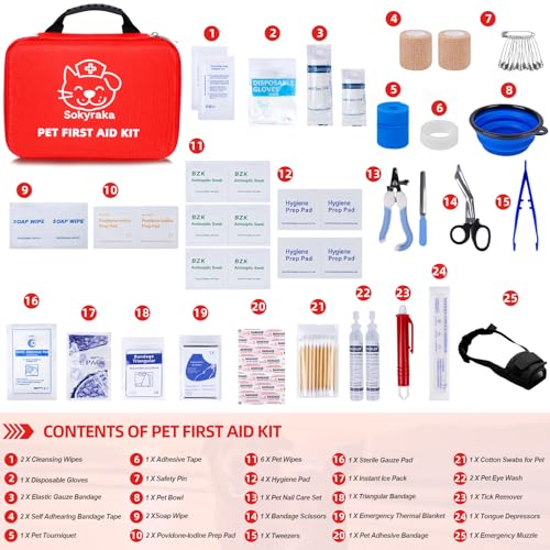 Pet First Aid Kit for Dogs & Cats - Pet Emergency Kit for Home, Camping, Hiking, and Traveling - Thumbnail 2