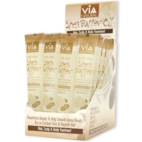 Via Natural Ultra Care Shea Butter Oil Concentrated Natural Oil 1.5oz - Delivers Maximum Shine to Hair Nourishes Skin, Hair & Scalp For All Day Protection - 6 Pack