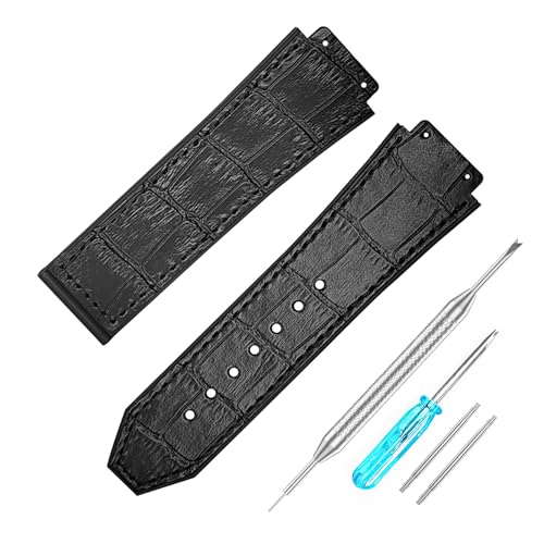 RBIPO Correa de Reloj para HUBLOT BIG BANG de Cuero Goma, Correa de Reloj para Hombre 25mm * 19mm