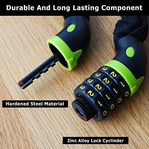 Boviisky Bike Chain Lock, 4 Digit Resettable Combination Heavy Duty Bicycle Chain Lock,3 Feet Long. #TOP5