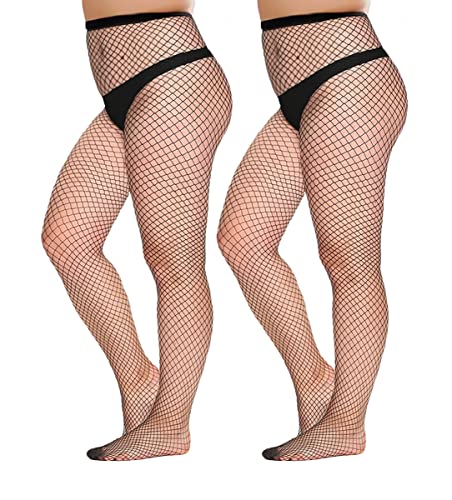 Womem's Sexy Black Fishnet Tights Plus Size Net Pantyhose Stockings
