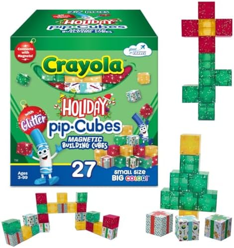 Crayola Holiday Magnetic PIP Cubes, Mini Magnetic Blocks Playset,...