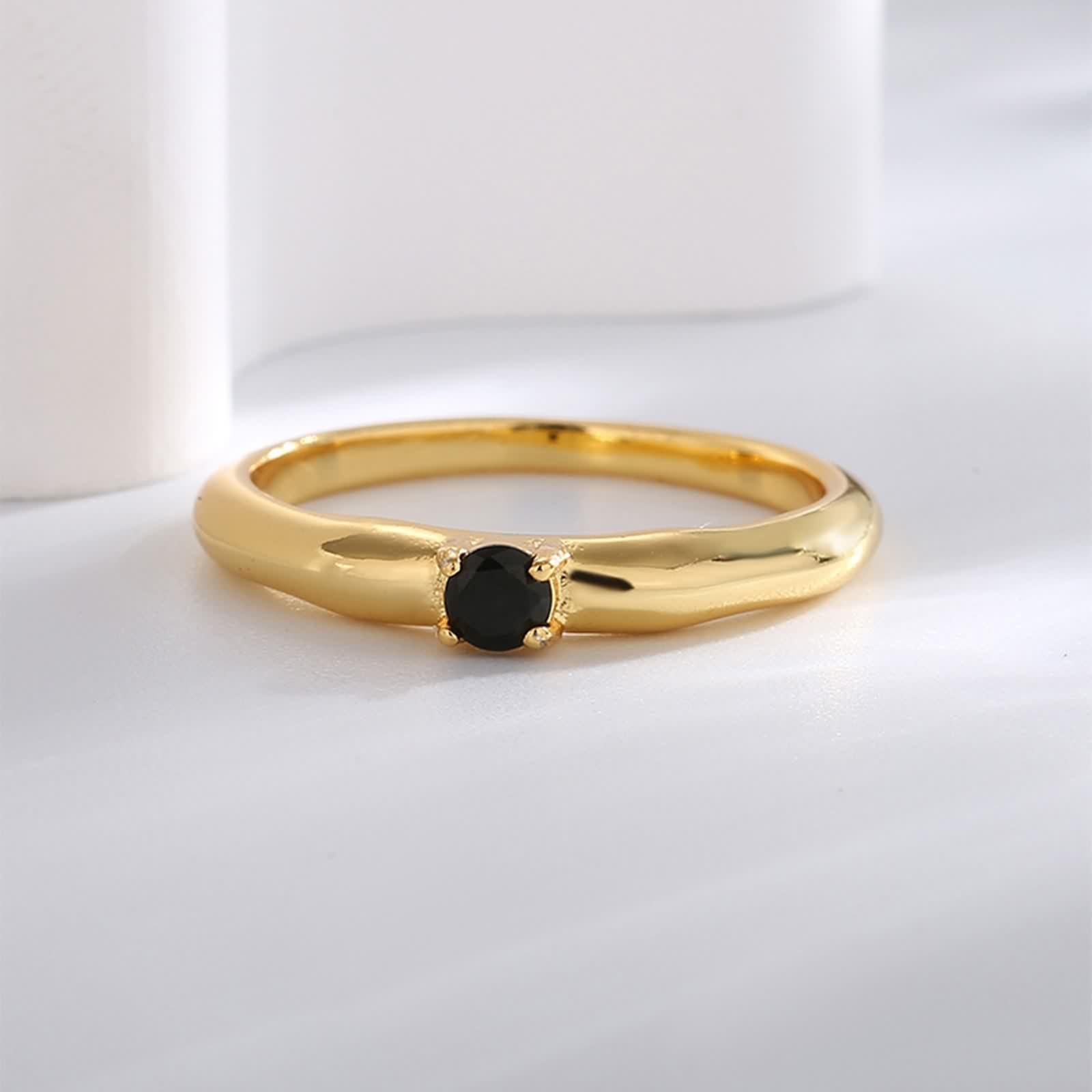 Anillos Oro, Anillos Mujer Ágata Solitario Oro Amarillo de 9K/14K/18K para Esposa Madre