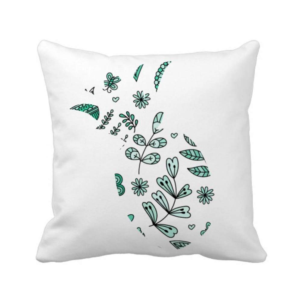 Housse de coussin carrée fleurs vertes lavable pour rénover un canapé terne