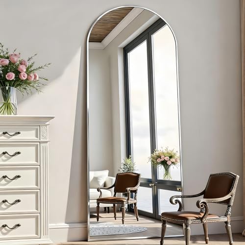 Rowjut Floor Mirror Arched Full Length Mirrors Mirror Full Length Standing Hanging or Leaning Against Wall 59x18 Large Full Body and Wall Mounted Mirror for Bedroom Living Room Silver