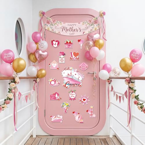 Decoración magnética para puerta crucero Madre e hija 16 piezas rosa miniatura 2