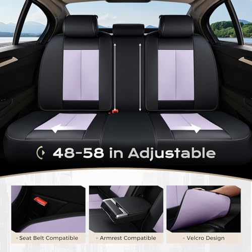 Image of Coverado Car Seat Covers Full Set, Car Seat Protector Waterproof, Nappa Leather Car Seat Cushion, Seat Covers for Cars, Front Seats and Back Universal Fit for Most Cars