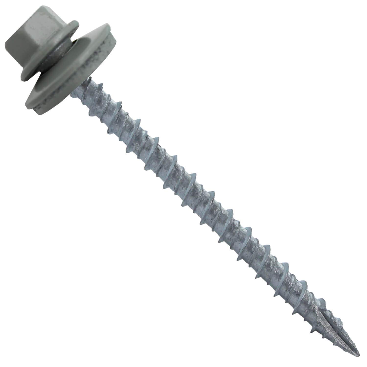 #10 Metal ROOFING SCREWS: (250) Screws x 2-1/2" LIGHT GRAY Hex Washer Head Sheet Metal Roof Screw. Self starting/tapping EPDM washer. Colored head for corrugated roofing-image-17
