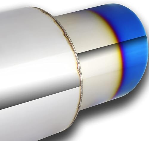 Miniatura 5 de Silenciador universal de punta de escape de titanio con salida de 2.5 pulgadas de entrada y 4 pulgadas, acero inoxidable, universal de 19 pulgadas