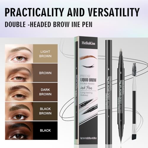 Microblading Eyebrow Pencil,2-in-1 Dual-Ended Eyebrow Pen with 2 Tip brow pen and Precise Brush-Tip,Natural Waterproof and Long-Lasting Brow Pen (Black) — view 3