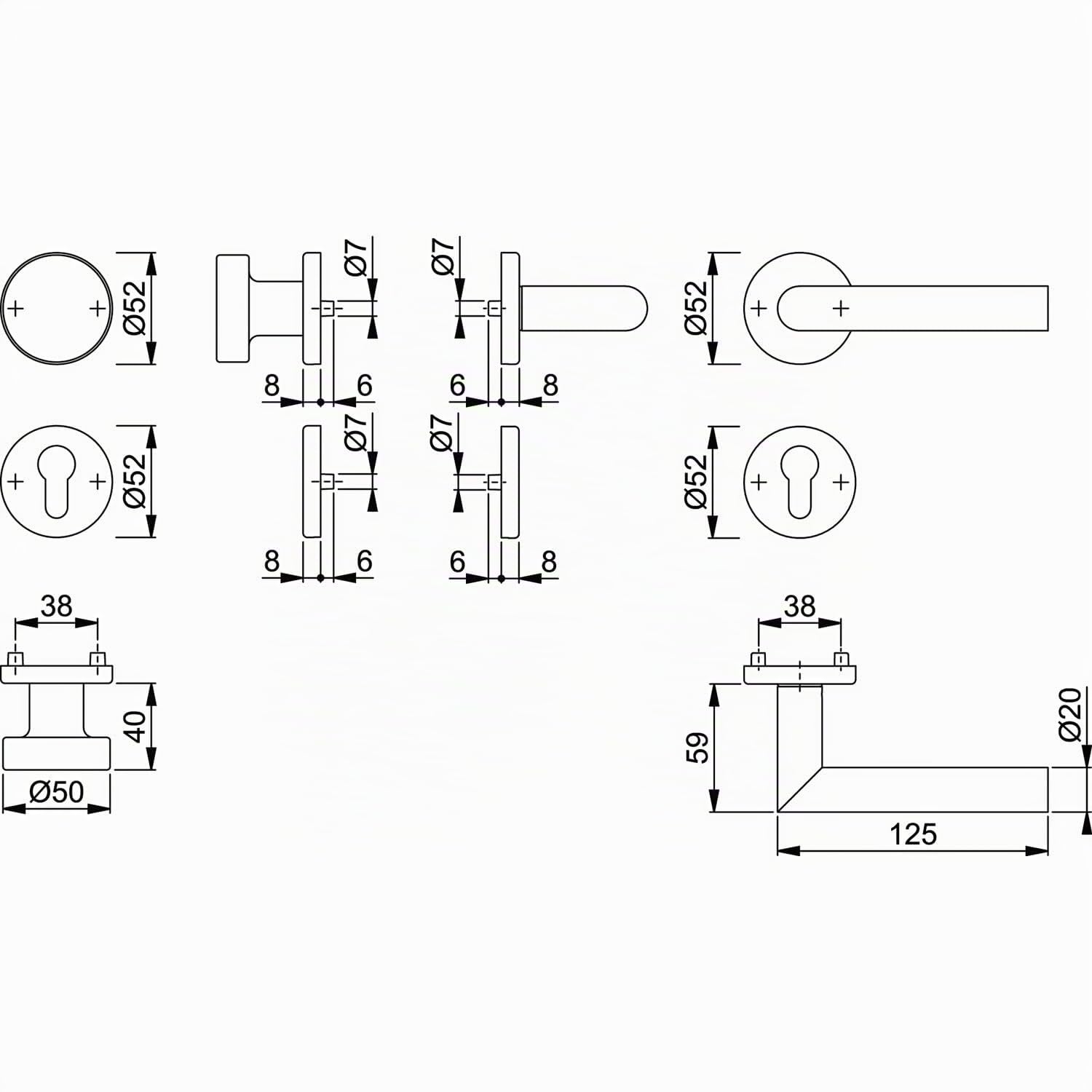 Hoppe Amsterdam Edelstahl F69 Rosettengarnitur WG E58/42KV/42KVS/1400Z