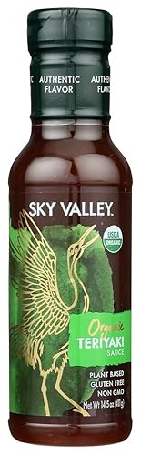 Sky Valley Salsa teriyaki orgánica Salsa teriyaki sin gluten, salsa teriyaki orgánica, a base de plantas, vegana, sin OMG, USDA orgánica, marinada
