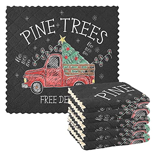 Geschirrtücher mit Weihnachtsmotiv, Rot, 6 Stück, 27,9 x 27,9...