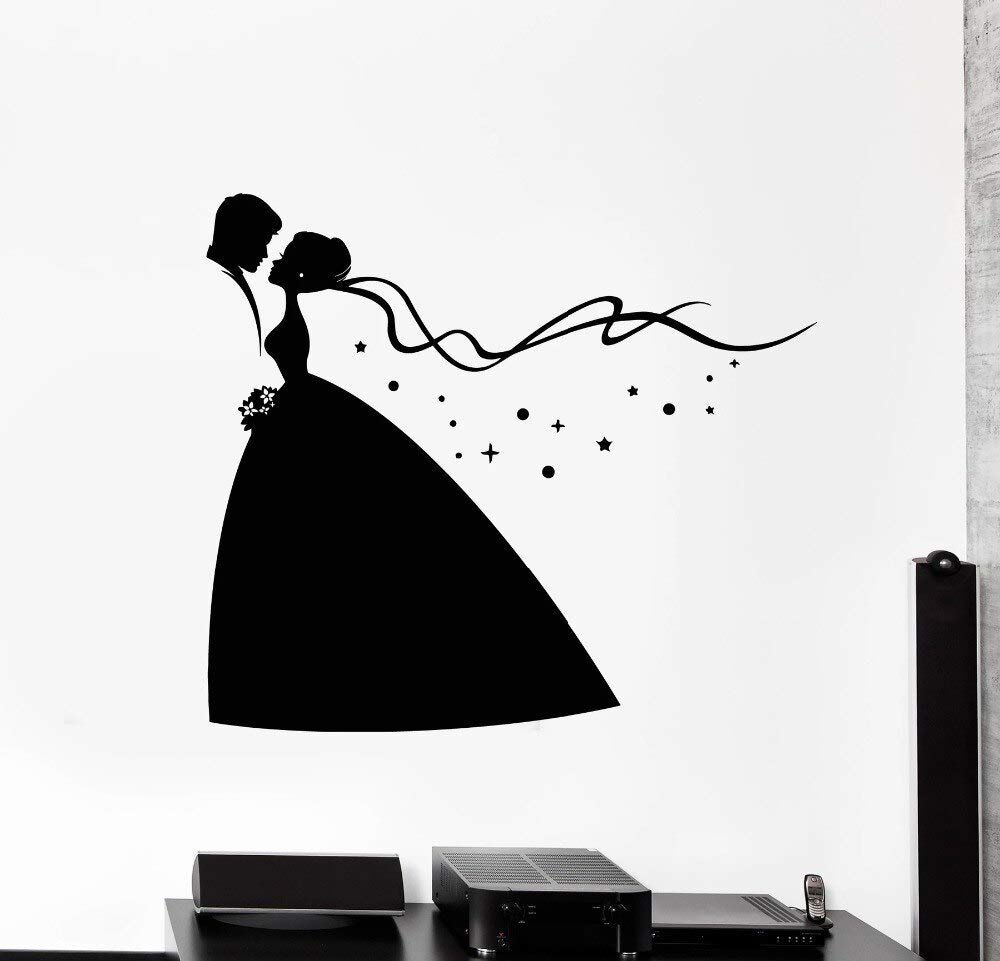 Gadgets WRAP Bride Groom Wedding Murals Vinyl Wall Decal Family Boutique Stickers, AG20-DRP-2193