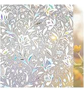 Lifetree Window Film Privacy, Self-adhesive Privacy Film for Glass Windows No Glue, 3D Rainbow Fr...