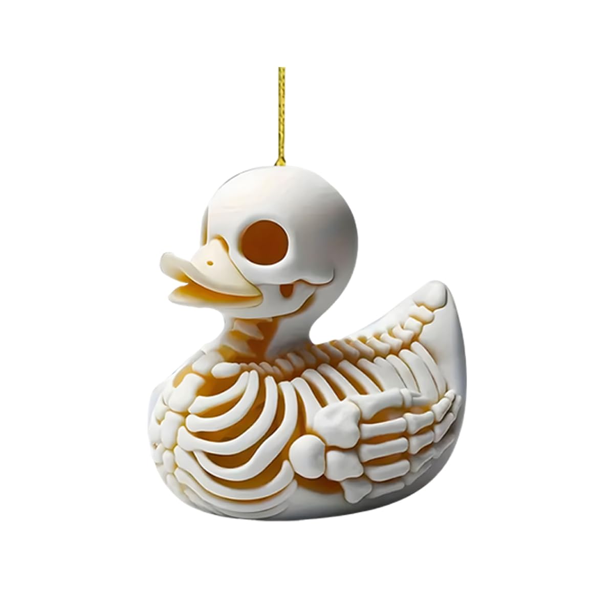 Swinging Skeleton Duck Car Hanging Accessories, Cute Car Rear View Mirror Charm, 2D Flat Acrylic Rearview Mirror Accessories, Funny Skull Hanging Ornament Pendant for Vehicle Home Office (1PC)