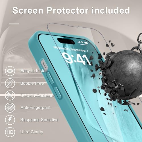 Image of YENAPOON for iPhone 14 Pro Max Case, Matte Magnetic Phone Cover [with 1 Screen Protector] [Support for MagSafe] [Shockproof Military Grade Protection] Translucent Frosted Back, Light Blue