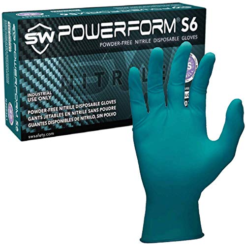 Powerform S6 Powder-free Nitrile Disposable Gloves EcoTek Biodegradable 100 teal Single Use (M 7 ½ - 8)
