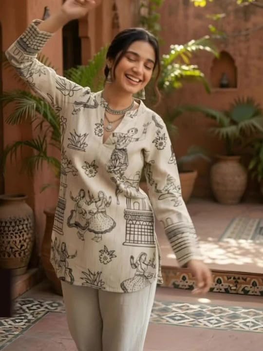 Image of MS VHCK ENTERPRISE Women's Short Kurti in TopsTunic Rayon Cotton Blend | Ladies Ethnic Tunic