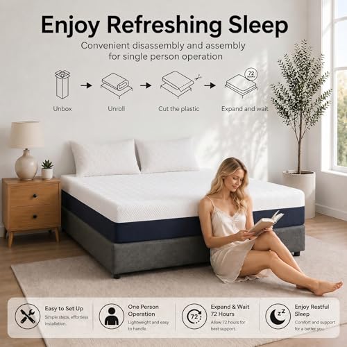 KOPEE CHO Queen Mattress, 10 inch Memory Foam Mattress Medium Firm Mattresses for Cool Sleep Relieving Pressure Relief CertiPUR-US Certified Mattress in a Box by KOPEE CHO - Image 8