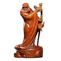 Amazon｜達磨大師立像「武」 高級天然木彫り達磨像 木製仏像 神像 仏教