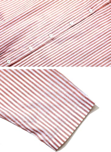 Image of ebossy Women's Oversized Boho Striped Shirt Dress Button Up Long Sleeve Flowy A Line Caftan Dress with Pockets