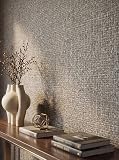 Newroom Vliestapete Grau mit edler Geflecht Struktur für Wohnzimmer und Schlafzimmer   Strukturtapete Metallic Vinyl Flechtoptik Modern Elegant Ansatzfrei Wandgestaltung Made in Germany 10,05x0,53m