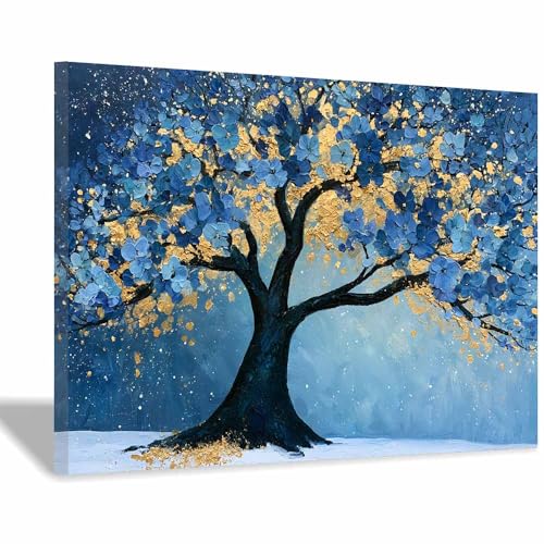 DMZPKZB ImpresióN ArtíStica Colorida Del áRbol De La Vida Árbol Dorado de Resplandoras Mágicas Cuadros Grandes Lienzo,Paisaje Pintura Abstracta,Cuadros Salon Modernos（Multicolor-50x70cm Enmarcado