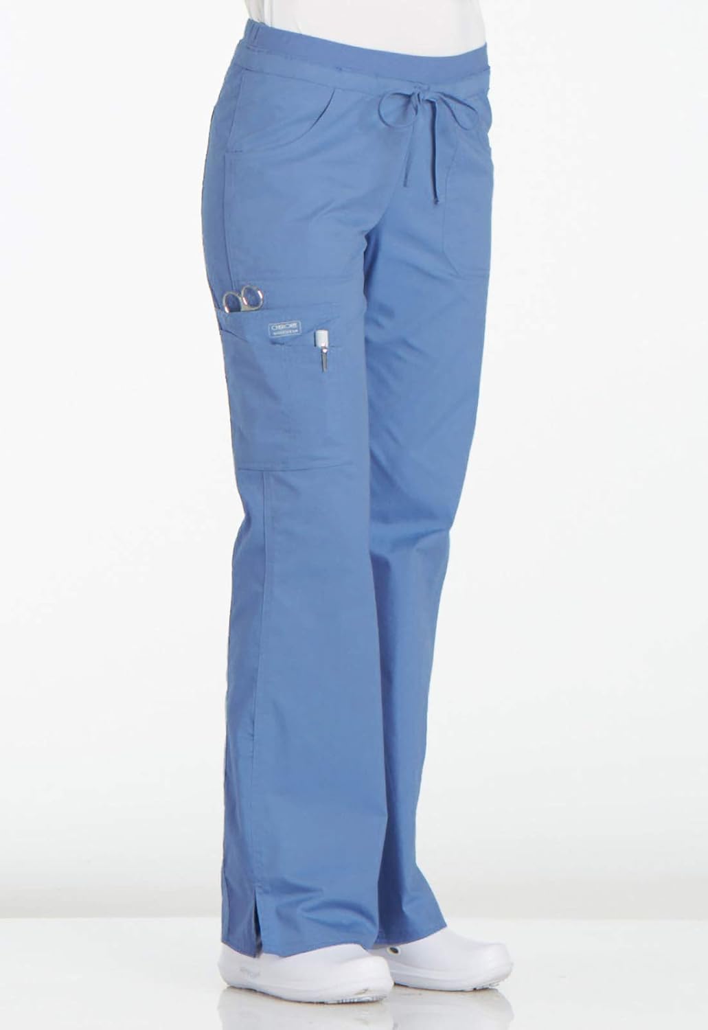 Cherokee Women Scrubs Pants Low Rise, Flare Leg Bottoms, Adjustable Drawstring with 6 Pockets - 24001