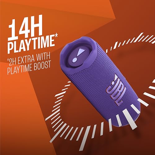Image of JBL Flip 7 Wireless Portable Bluetooth Speaker, Bold Pro Sound with AI Sound Boost, 16Hrs of Playtime, IP68 Water & Dustproof, Multi-Speaker Connection by Auracast, Personalization App (Purple)