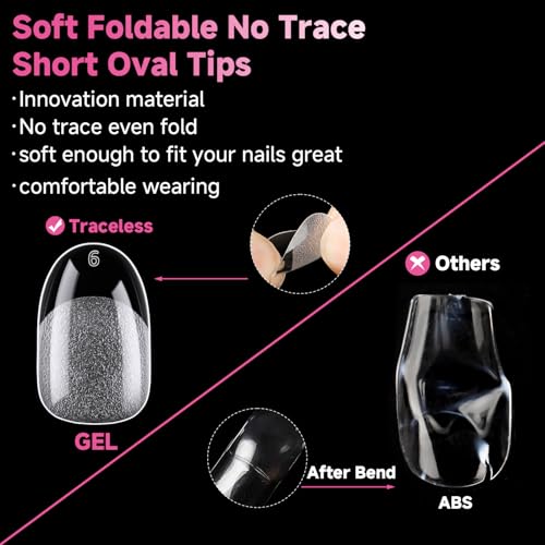 Image of UNA GELLA Oval Gel Nail Tips, 312 Pcs Short Oval Round Nails