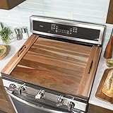 YUHFERA Wooden Stove Cover Board for Stovetop - 29.5"L x 21.25"W Electric Cooktop Covers for Stove Top, Ceramic Stove Top Cover with Handle（Wood）