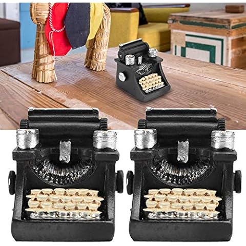 2 Stück Harz Schreibmaschine Figur, 2,1 '' Mini Schreibmaschine Modell, Desktop Oranment für Home Bar Shop Dekoration Cover