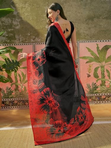 Image of SIRIL Women's Cotton Printed Saree With Unstitched Blouse Piece
