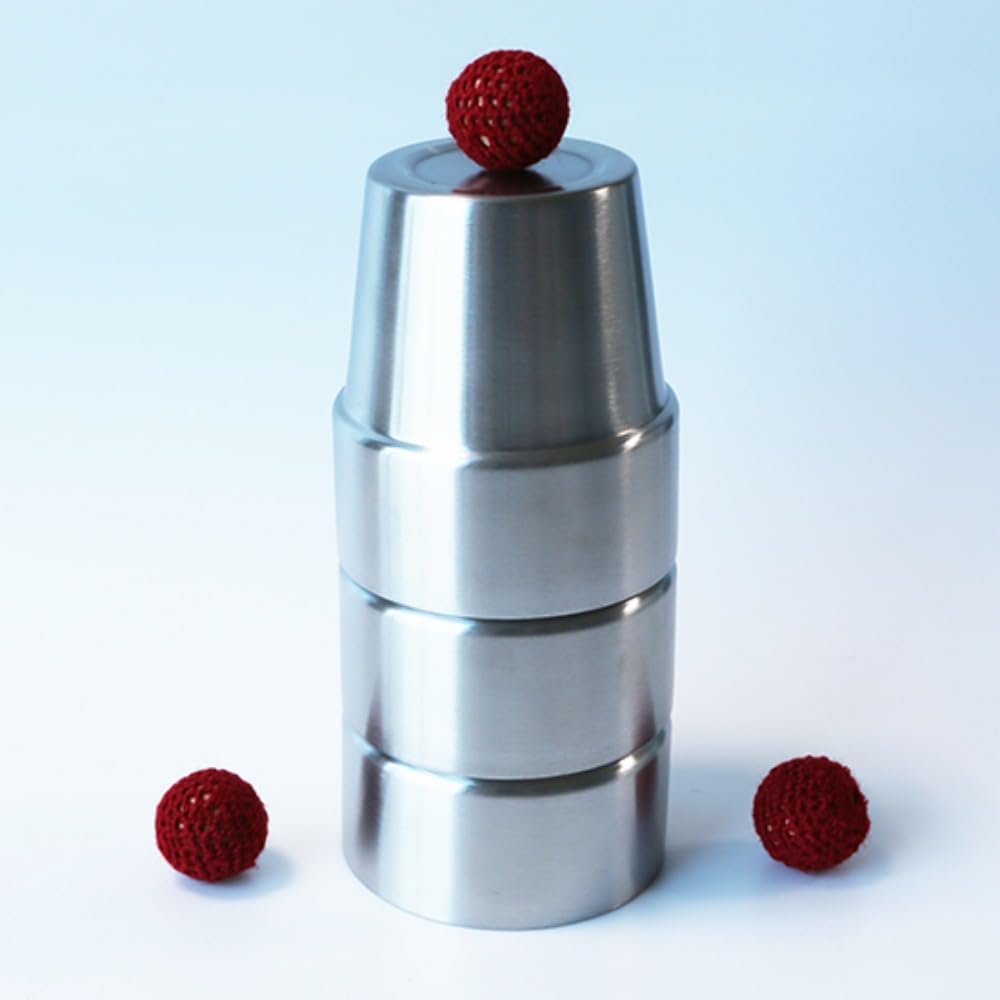 ZQION Stainless Steel Cups and Balls (Large) Balls Vanish and Appear Magia Props Funny Close-up Stage Illusions Magic Tricks for Professional Magician Gimmicks