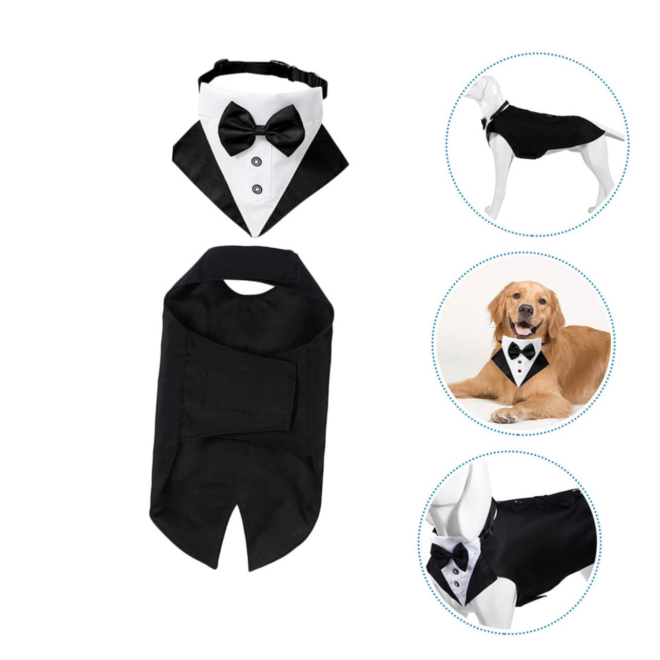 Toyvian 1 Ensemble Costume pour Chien avec Bandana Ensemble Tuxedo Élégant pour Animaux de Compagnie Vêtements Confortables et Respirants Parfait pour Événements Spéciaux Noir XXL