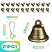 KornaDoz 20 PCS Small Brass Jingle Bells with Easy Clip-On Design, Vintage Bronze Tone Miniatures for Dog Collars, Pet Charms, Christmas Tree Ornaments, Holiday Creations, Wedding & Party