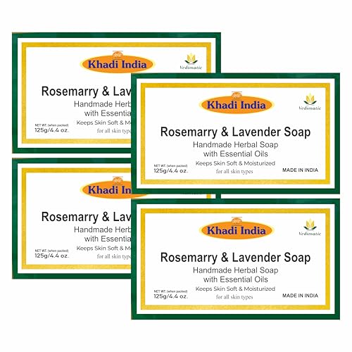 Image of Khadi 100% Pure & Natural Rosemary & Lavender Soap | Herbal Bathing Soap for Healthy Skin Pack of 4 |(500gm)