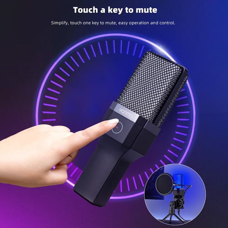 Coverzone Bilgisayar RGB Mikrofon 20-20kHz Profesyonel Podcast Mikrofon Kiti Tak Çalıştır USB Kablolu Pc Dizüstü Bilgisayar Için Vlog Youtuber Kick Canlı Yayın X1R