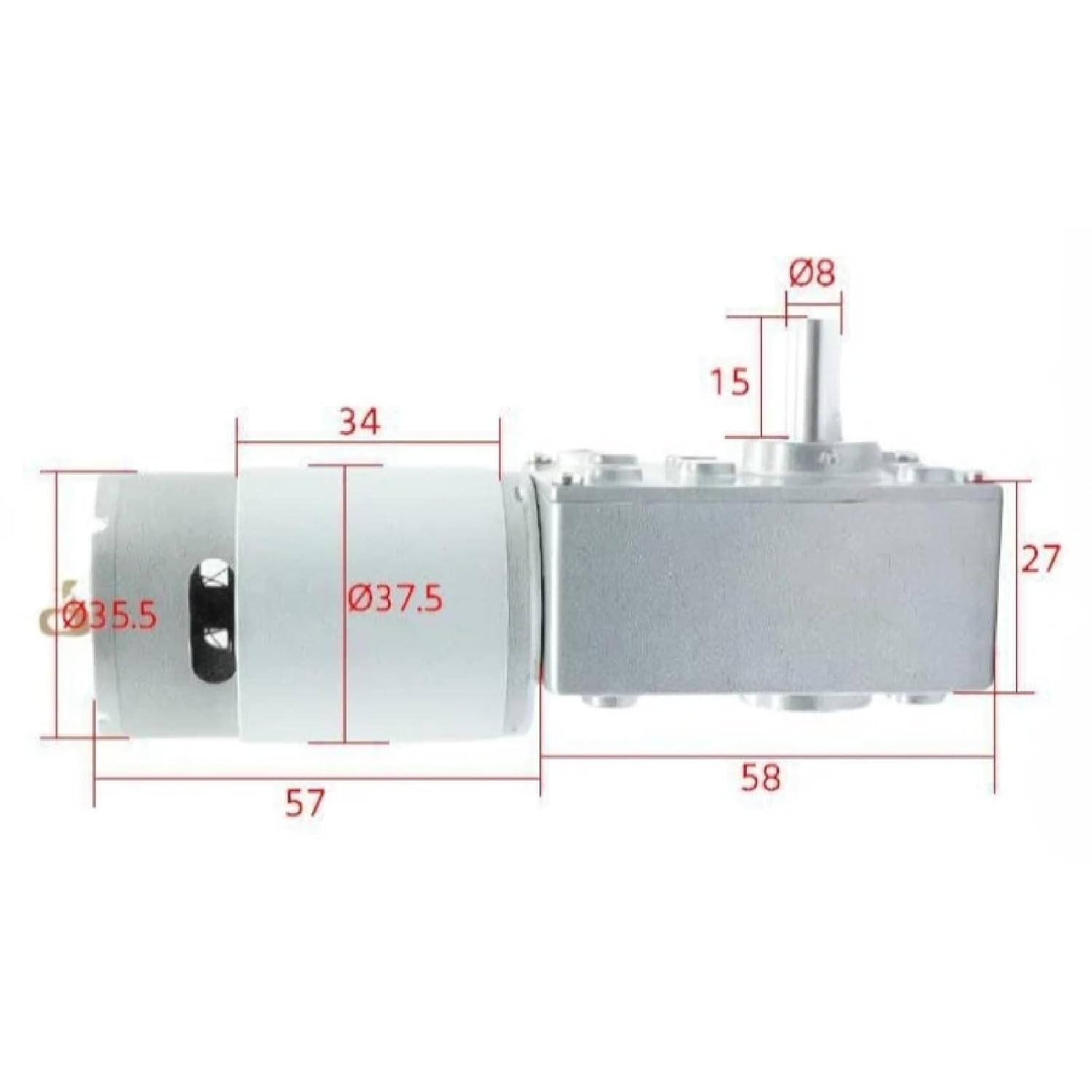 5840-555 DC Worm Gear Motor, High Torque Self-Locking, Micro Reducer for Sealing and Doll Machines, 36V (40 RPM 12V)