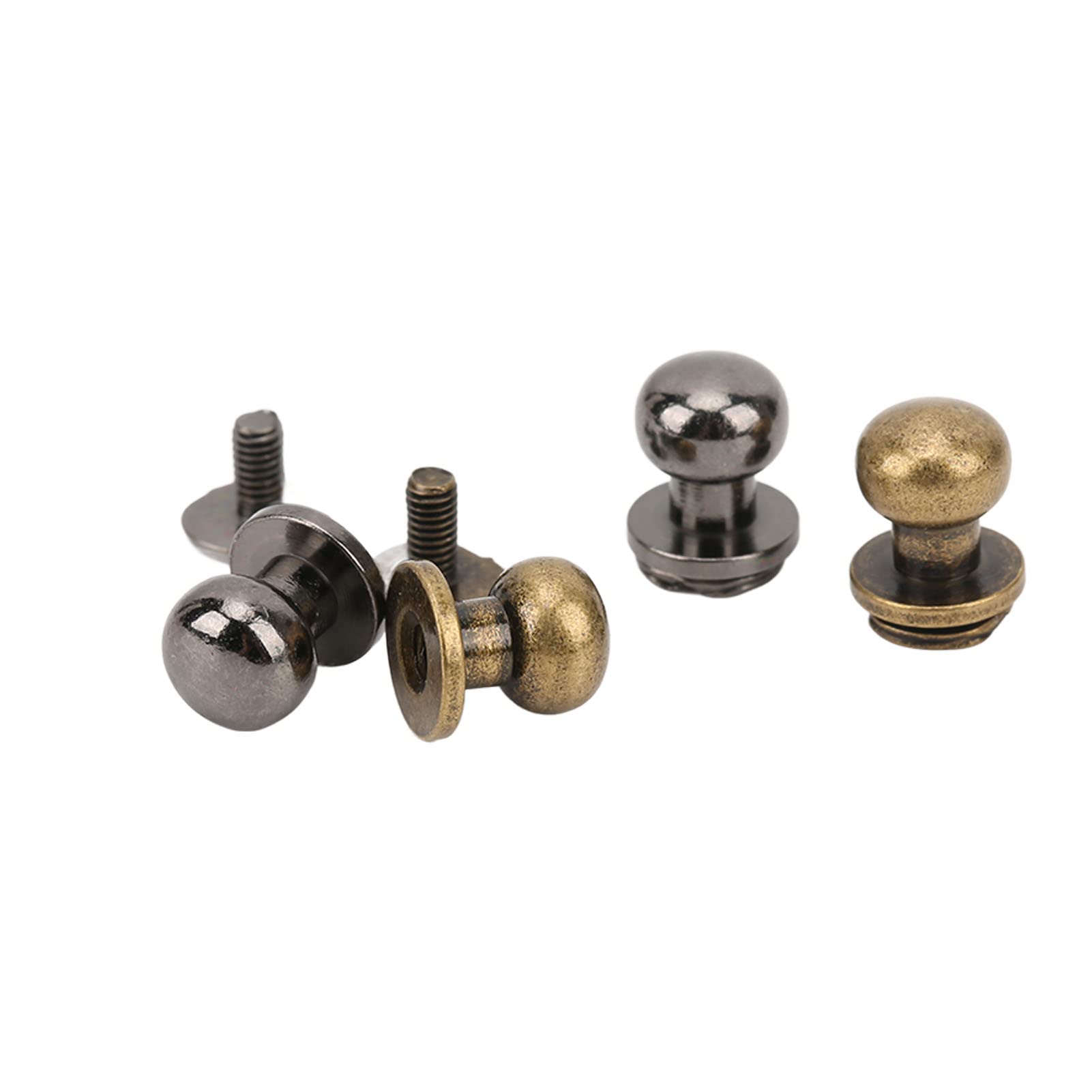 200 juegos de remaches monje de 9 x 8 mm, ligeros, de cobre puro, con cabeza redonda, para manualidades en cuero, ropa, calzado y bolsos; remaches metálicos decorativos con acabado (Plata Negro
