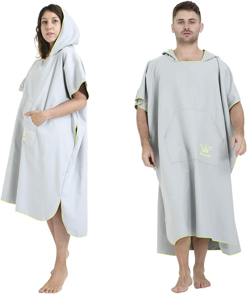 Winthome Surf Poncho Changing Towel Robe with Hood and Pocket, Microfiber Changing Towel Poncho Quick Dry for Surfing Beach Swimming Outdoor Sports