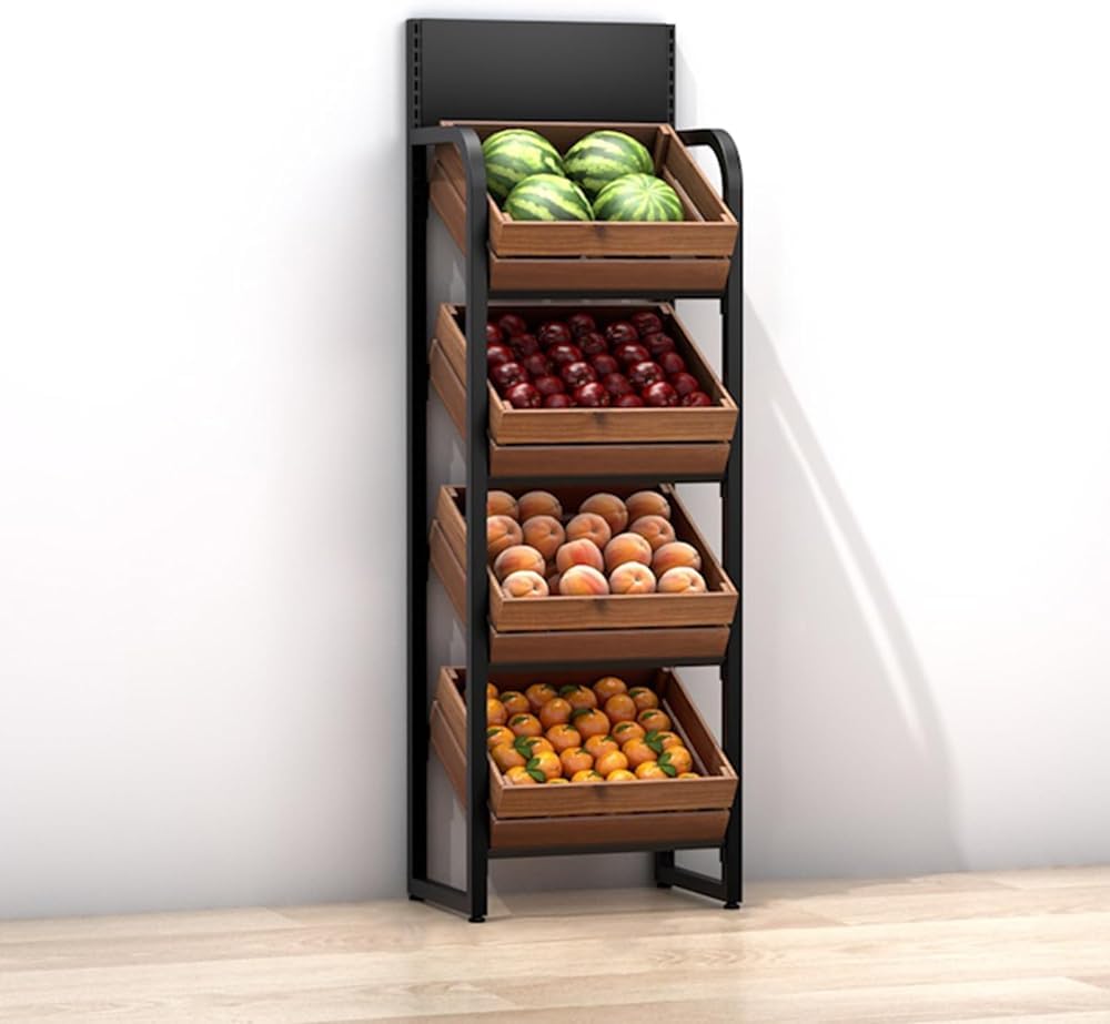 Étagère en fil métallique robuste à 4 niveaux pour stocker vos légumes et collations