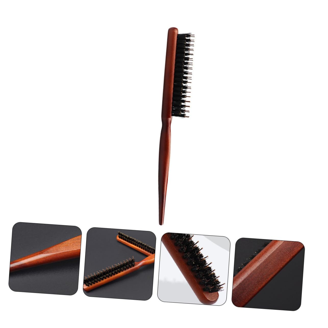 AUTSUPPL 1pc Curly Hair Comb Natural Wooden Bristle Hair Brush with Ergonomic Handle for Teasing and Styling and Massaging Scalp - Image 3