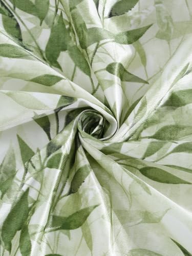 Image of Home Sizzler 2 Pieces Floral Flow Grommet Polyester Door Curtain - 7 Feet, Leaf Green