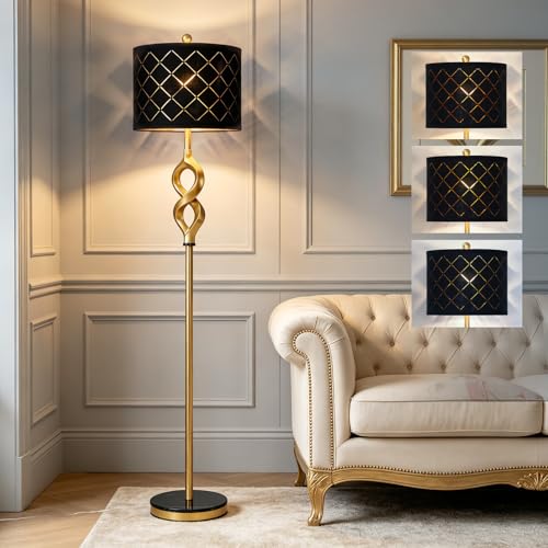 Cinyirong 65' Tall Black and Gold Floor Lamp for Living Room, Modern Standing Lamp...